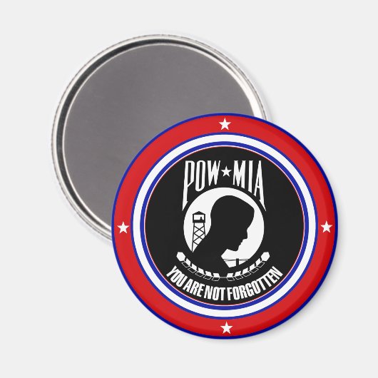 POW MIA - ROOD WIT EN BLAUW MAGNEET (Voorkant / Achterkant)