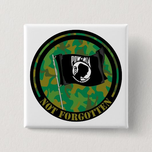 POW MIA VIERKANTE BUTTON 5,1 CM (Voorkant)