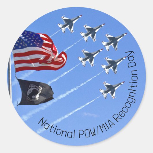POW MIA Vlag, Amerikaanse vlag & De Dondervogels Ronde Sticker (Voorkant)