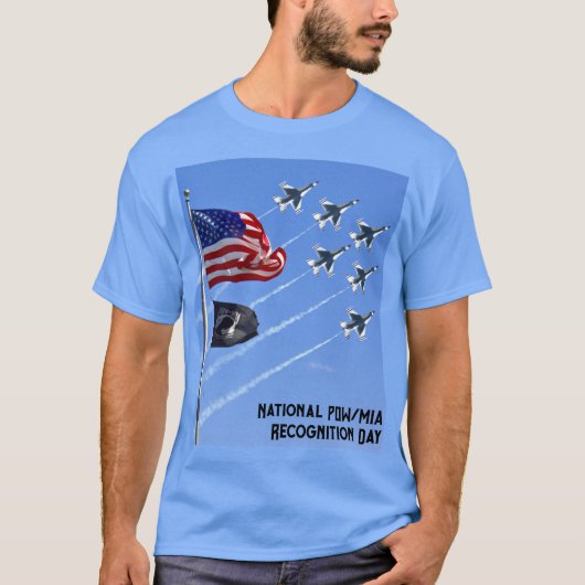 POW MIA Vlag, Amerikaanse vlag & De Dondervogels T-shirt (Voorkant)