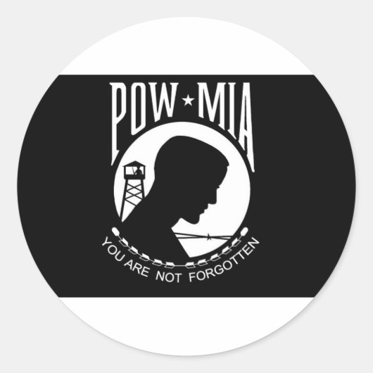 POW+MIA-vlag Ronde Sticker (Voorkant)