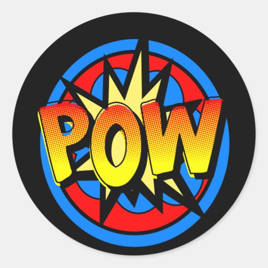 Pow Pop Art Superpower Hero Birthday-stickers Ronde Sticker (Voorkant)