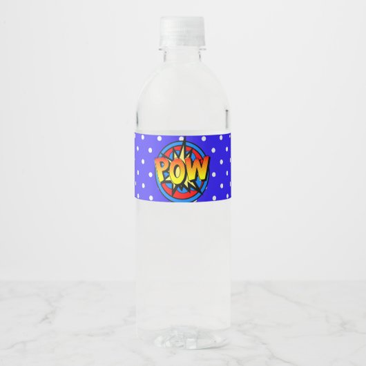 Pow Pop Art Superpower Water Fleslabel Waterfles Etiket (Voorkant)