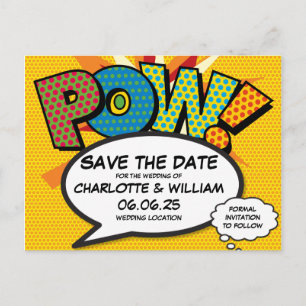 POW Save the Date Fun Retro Comic Book Pop Art Aankondigingskaart