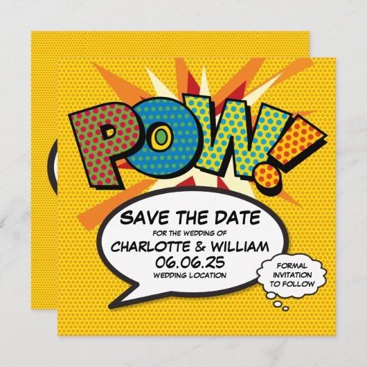 POW Save the Date Leuk Retro Strip Pop Art (Voorkant / Achterkant)