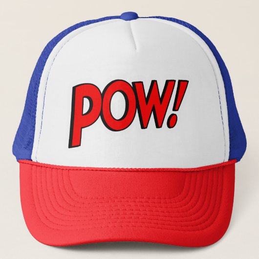 POW! Screwball Graphics Rood, Wit & Blauw Trucker Pet (Voorkant)