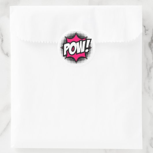 POW! Stripboekstijl Ronde Sticker (Tas)