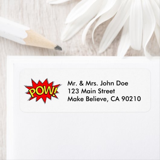 POW! - Superheld Comic Book Red/Yellow Bubble Etiket (Insitu)