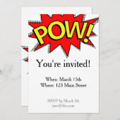 POW! - Superheld Comic Book Red/Yellow Bubble Kaart (Voorkant / Achterkant)