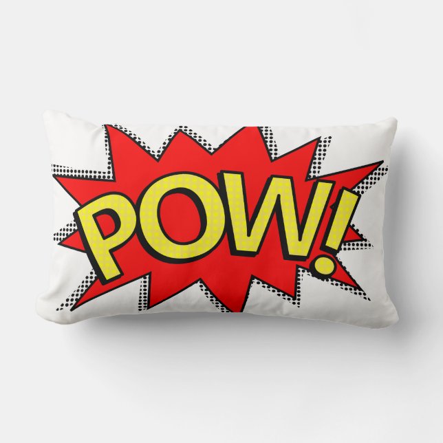POW! - Superheld Comic Book Red/Yellow Bubble Kussen (Voorkant)