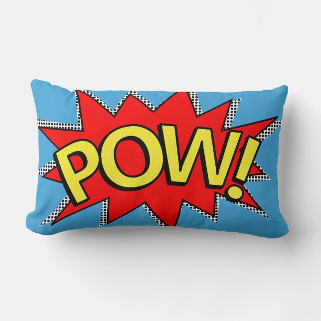 "POW!" Superheld Comic Book Red/Yellow Bubble Ltd Kussen (Voorkant)