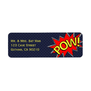 POW! - Superheld Comic Book Style Dark Grey Dotted Etiket