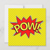 POW! Superheld Strips Boek Gele Magnetische Kaart Magnetische Uitnodiging (Voorkant)