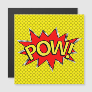 POW! Superheld Strips Boek Gele Magnetische Kaart Uitnodiging
