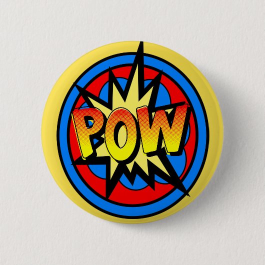 Pow Superhero Cartoon Button (Voorkant)