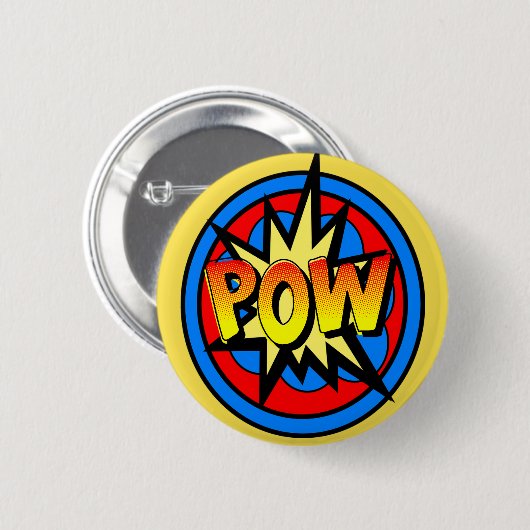 Pow Superhero Cartoon Button (Voorkant /achterkant)