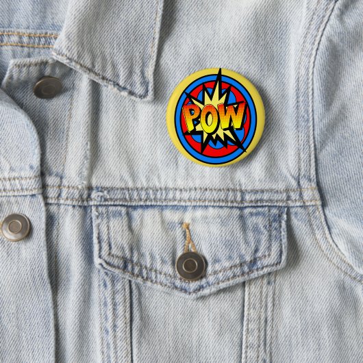 Pow Superhero Cartoon Button (In situ)