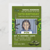 POW, War Threaded Escape Room, Birthday Party Kaart (Voorkant)