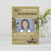 POW, War Threaded Escape Room, Birthday Party Kaart (Staand voorkant)