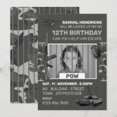 POW, War Threaded Escape Room, Birthday Party Kaart (Voorkant / Achterkant)