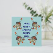 POW-WOW BIRTHDAY PARTY INVITATION ~ EZ2 CUSTOMIZE KAART (Staand voorkant)