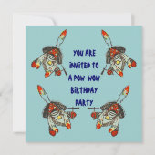 POW-WOW BIRTHDAY PARTY INVITATION ~ EZ2 CUSTOMIZE KAART (Voorkant)
