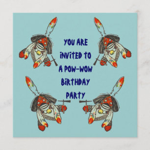 POW-WOW BIRTHDAY PARTY INVITATION ~ EZ2 CUSTOMIZE KAART