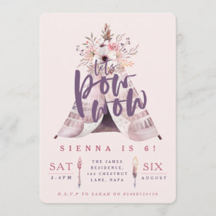 Pow wow de verjaardagsfeestje uitnodigen kaart