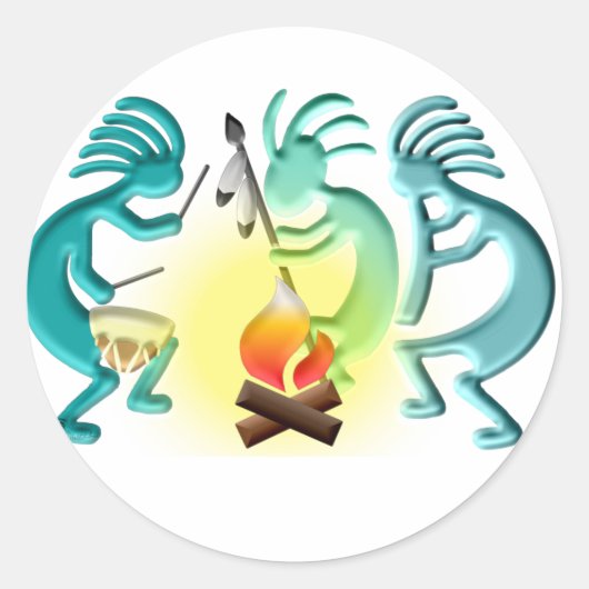 Pow Wow Ronde Sticker (Voorkant)