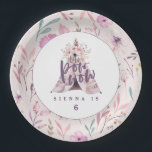 Pow wow the epee verjaardagsfeestje paper bord<br><div class="desc">Pow wow waterverf teepee verjaardagsfeestje bord. Stijl uw feest met deze tribale geïnspireerde feestelijke accessoires met waterverf teepee,  florale en pijlelementen,  met ruimte voor naam en leeftijd.</div>