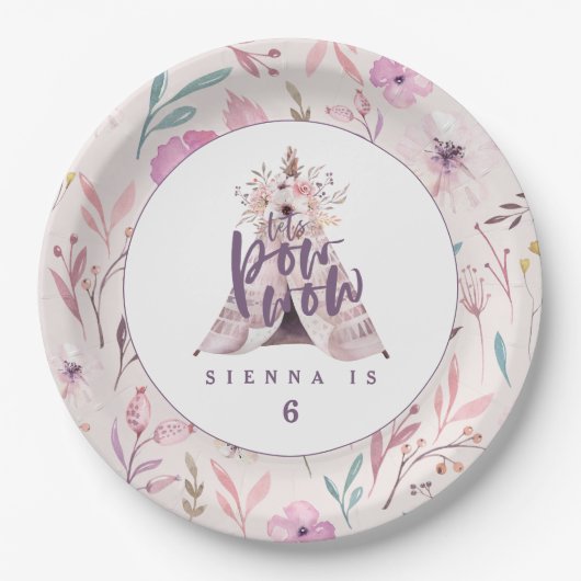 Pow wow the epee verjaardagsfeestje paper bord (Voorkant)