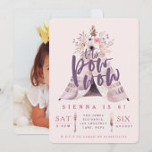 Pow wow tipi verjaardagsfeestje foto uitnodigen kaart (Voorkant / Achterkant)