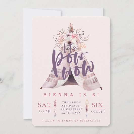 Pow wow tipi verjaardagsfeestje foto uitnodigen kaart (Voorkant)