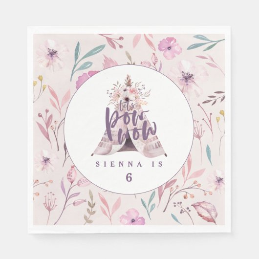 Pow wow tipi verjaardagsfeestje servetten (Voorkant)