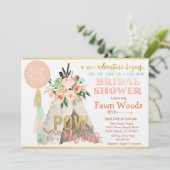 Pow Wow Tribal Teepee Bridal Shower Uitnodiging (Staand voorkant)