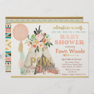 Pow Wow Tribal Teepee Tipi Baby shower Invitation Kaart