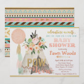 Pow Wow Tribal Teepee Tipi Baby shower Uitnodiging (Voorkant / Achterkant)