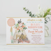 Pow Wow Tribal Teepee Tipi Baby shower Uitnodiging (Staand voorkant)