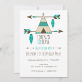 Pow Wow Tribal verjaardagsfeestje uitnodiging (Voorkant)