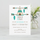 Pow Wow Tribal verjaardagsfeestje uitnodiging (Staand voorkant)