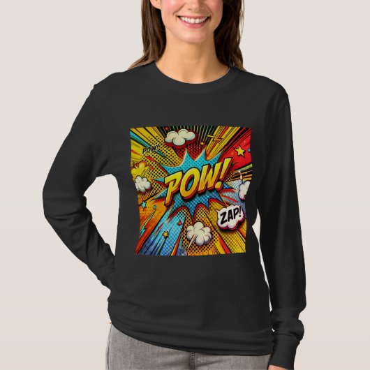 POW! ZAP! Comic Action Words – Leuk en gedurfd ont T-shirt (Voorkant)