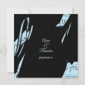Powder Blue Abstract Music Wedding Invitation Kaart (Achterkant)