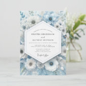 Powder Blue Anemone Wedding Kaart (Staand voorkant)