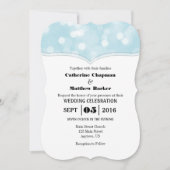 Powder Blue Bokeh Glitter Lights Wedding Invites Kaart (Voorkant)