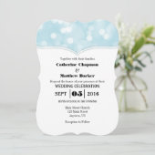 Powder Blue Bokeh Glitter Lights Wedding Invites Kaart (Staand voorkant)