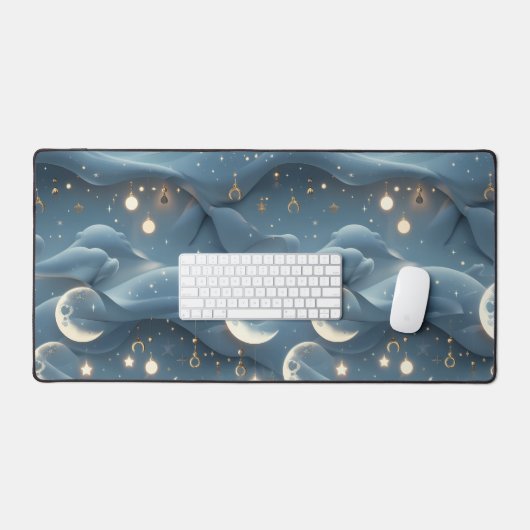 Powder Blue Celestial Moon Phases Calm Bureaumat (Keyboard & Muis)