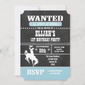 Powder Blue Chalkboard Cowboy Birthday Uitnodiging (Voorkant)