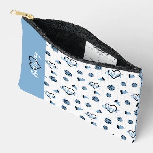 Powder Blue Cheer Hearts, Pom Poms, Megafone Etui (Open)