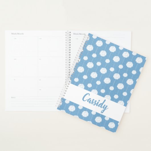 Powder Blue Cheerleader Pom Pom Pattern Planner (Display)