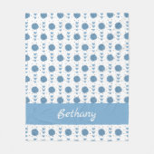 Powder Blue Cheerleader Pom Poms & Hearts Pattern Fleece Deken (Voorkant)